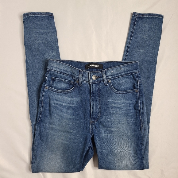 Express Light Wash High Rise Skinny Jeans Size 4 - Picture 2 of 6